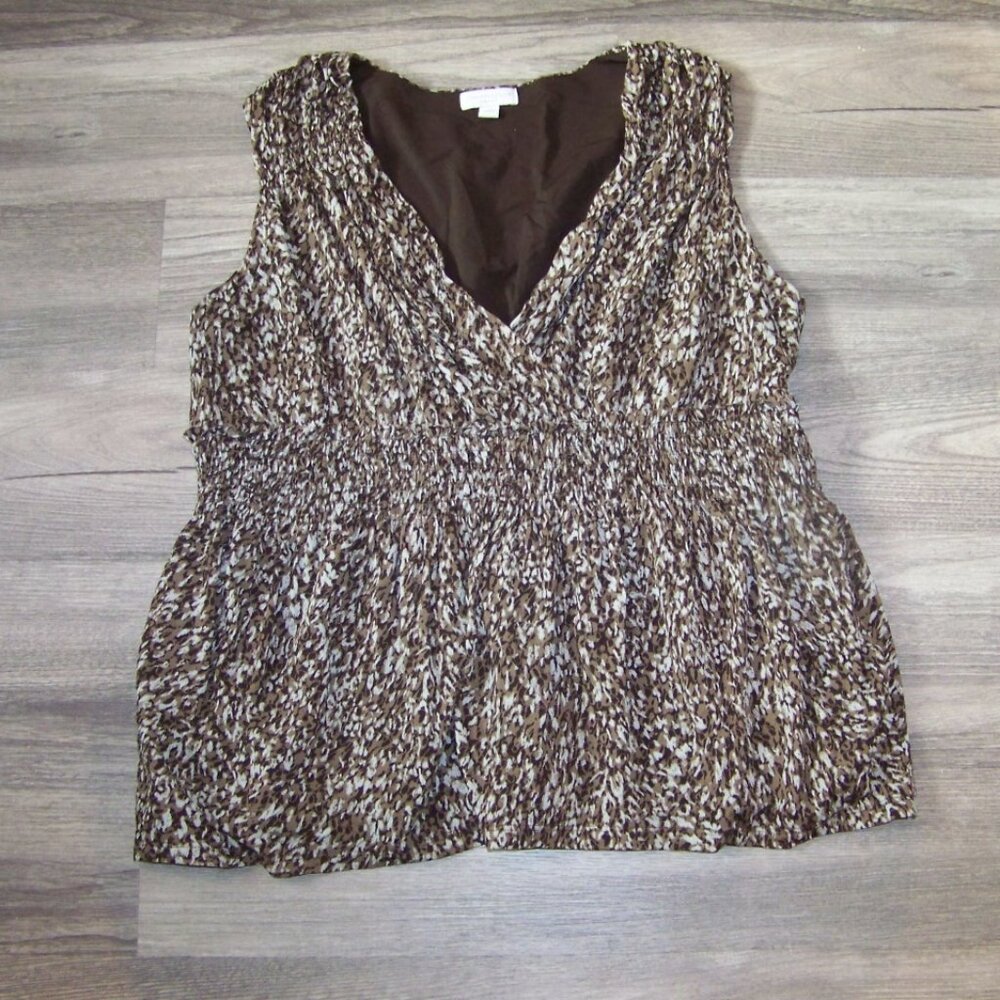 Sleeveless charter club woman brown & white Blouse